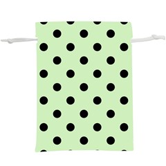 Large Black Polka Dots On Tea Green -  Lightweight Drawstring Pouch (xl) by FashionLane