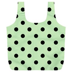 Large Black Polka Dots On Tea Green - Full Print Recycle Bag (xxl) by FashionLane