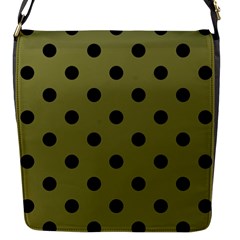 Large Black Polka Dots On Woodbine Green - Flap Closure Messenger Bag (s) by FashionLane