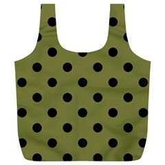 Large Black Polka Dots On Woodbine Green - Full Print Recycle Bag (xl) by FashionLane