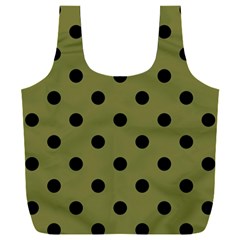 Large Black Polka Dots On Woodbine Green - Full Print Recycle Bag (xxl) by FashionLane