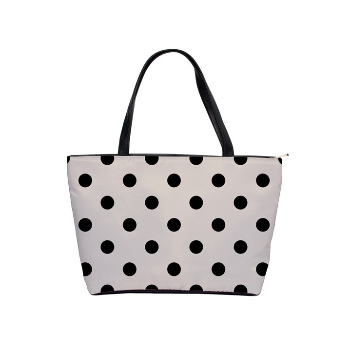 Large Black Polka Dots On Abalone Grey - Classic Shoulder Handbag