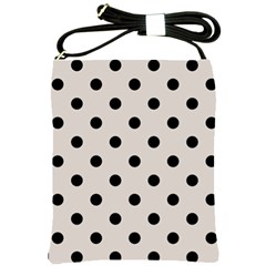 Large Black Polka Dots On Abalone Grey - Shoulder Sling Bag by FashionLane