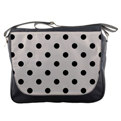 Large Black Polka Dots On Abalone Grey - Messenger Bag by FashionLane