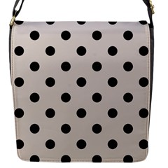 Large Black Polka Dots On Abalone Grey - Flap Closure Messenger Bag (s) by FashionLane