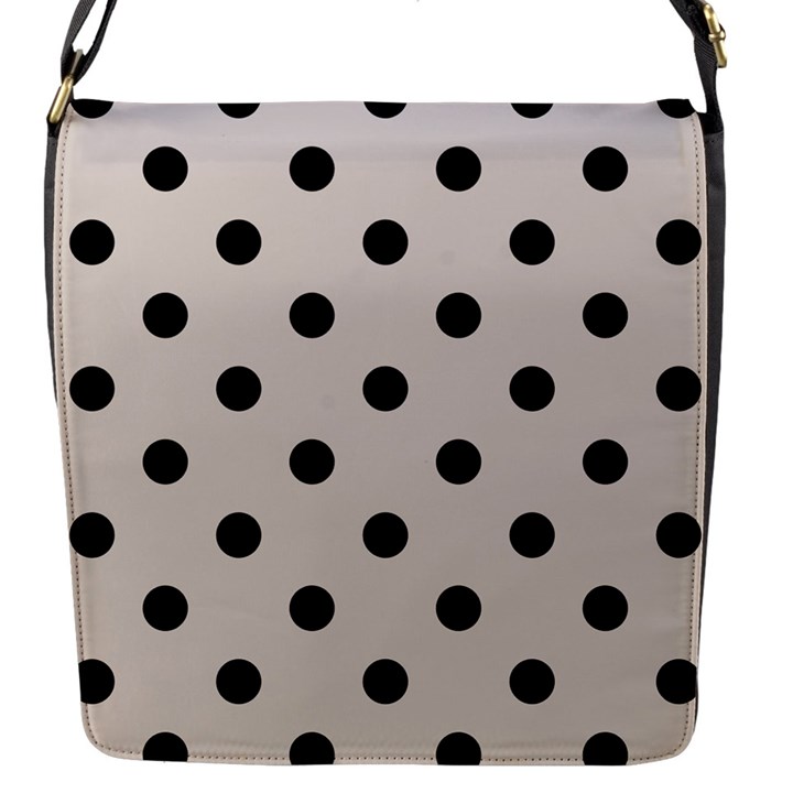 Large Black Polka Dots On Abalone Grey - Flap Closure Messenger Bag (S)