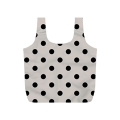 Large Black Polka Dots On Abalone Grey - Full Print Recycle Bag (s) by FashionLane