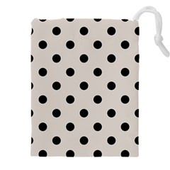 Large Black Polka Dots On Abalone Grey - Drawstring Pouch (4xl) by FashionLane