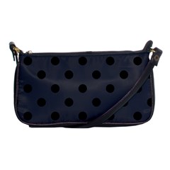 Large Black Polka Dots On Anchor Grey - Shoulder Clutch Bag by FashionLane