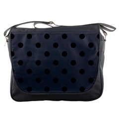 Large Black Polka Dots On Anchor Grey - Messenger Bag by FashionLane