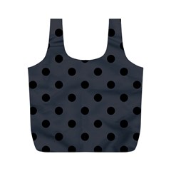 Large Black Polka Dots On Anchor Grey - Full Print Recycle Bag (m) by FashionLane