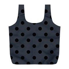 Large Black Polka Dots On Anchor Grey - Full Print Recycle Bag (l) by FashionLane