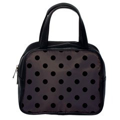 Large Black Polka Dots On Ash Grey - Classic Handbag (one Side) by FashionLane