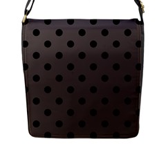 Large Black Polka Dots On Ash Grey - Flap Closure Messenger Bag (l) by FashionLane