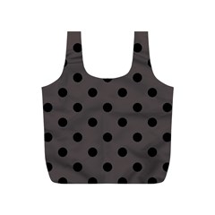 Large Black Polka Dots On Ash Grey - Full Print Recycle Bag (s) by FashionLane