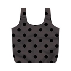 Large Black Polka Dots On Ash Grey - Full Print Recycle Bag (m) by FashionLane