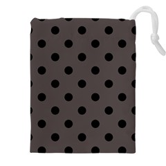 Large Black Polka Dots On Ash Grey - Drawstring Pouch (4xl) by FashionLane