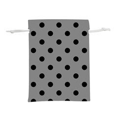 Large Black Polka Dots On Battleship Grey - Lightweight Drawstring Pouch (l) by FashionLane