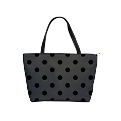 Large Black Polka Dots On Beluga Grey - Classic Shoulder Handbag by FashionLane