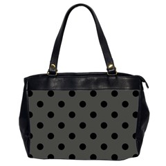 Large Black Polka Dots On Beluga Grey - Oversize Office Handbag (2 Sides) by FashionLane