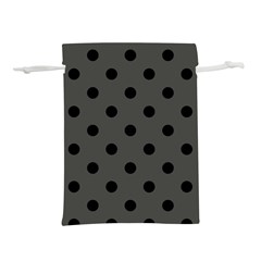 Large Black Polka Dots On Beluga Grey - Lightweight Drawstring Pouch (l) by FashionLane