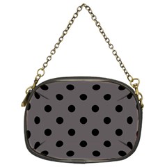 Large Black Polka Dots On Carbon Grey - Chain Purse (two Sides) by FashionLane