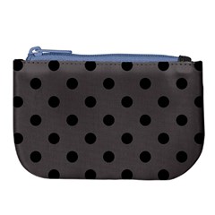 Large Black Polka Dots On Carbon Grey - Large Coin Purse by FashionLane