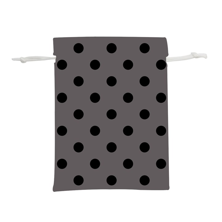 Large Black Polka Dots On Carbon Grey - Lightweight Drawstring Pouch (M)