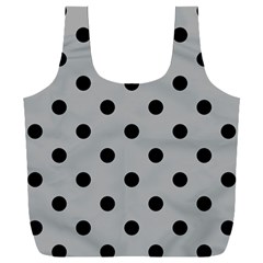 Large Black Polka Dots On Chalice Silver Grey - Full Print Recycle Bag (xxl) by FashionLane