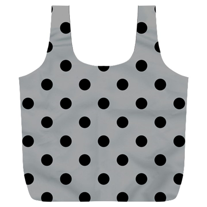 Large Black Polka Dots On Chalice Silver Grey - Full Print Recycle Bag (XXL)