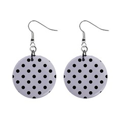 Large Black Polka Dots On Cloudy Grey - Mini Button Earrings by FashionLane