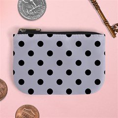 Large Black Polka Dots On Cloudy Grey - Mini Coin Purse by FashionLane