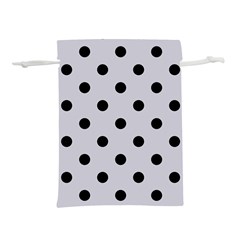 Large Black Polka Dots On Cloudy Grey - Lightweight Drawstring Pouch (m) by FashionLane