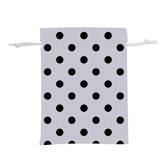 Large Black Polka Dots On Cloudy Grey - Lightweight Drawstring Pouch (l) by FashionLane