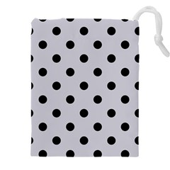 Large Black Polka Dots On Cloudy Grey - Drawstring Pouch (4xl) by FashionLane