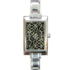 Dark Interlace Motif Mosaic Pattern Rectangle Italian Charm Watch