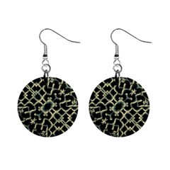 Dark Interlace Motif Mosaic Pattern Mini Button Earrings