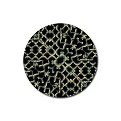 Dark Interlace Motif Mosaic Pattern Rubber Round Coaster (4 pack) 