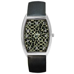 Dark Interlace Motif Mosaic Pattern Barrel Style Metal Watch