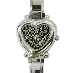 Dark Interlace Motif Mosaic Pattern Heart Italian Charm Watch