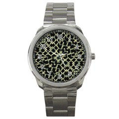 Dark Interlace Motif Mosaic Pattern Sport Metal Watch by dflcprintsclothing