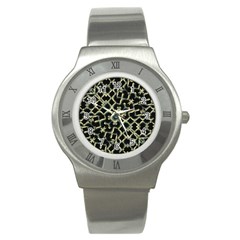 Dark Interlace Motif Mosaic Pattern Stainless Steel Watch