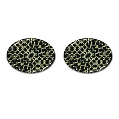 Dark Interlace Motif Mosaic Pattern Cufflinks (Oval)