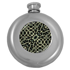 Dark Interlace Motif Mosaic Pattern Round Hip Flask (5 Oz) by dflcprintsclothing