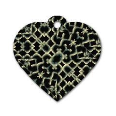 Dark Interlace Motif Mosaic Pattern Dog Tag Heart (One Side)