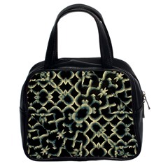 Dark Interlace Motif Mosaic Pattern Classic Handbag (two Sides) by dflcprintsclothing