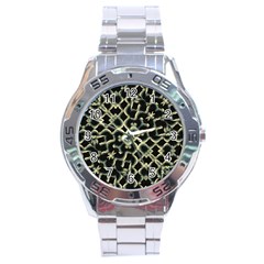 Dark Interlace Motif Mosaic Pattern Stainless Steel Analogue Watch