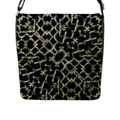 Dark Interlace Motif Mosaic Pattern Flap Closure Messenger Bag (L)