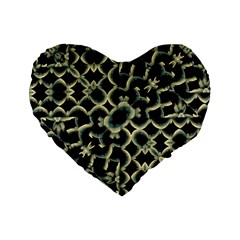 Dark Interlace Motif Mosaic Pattern Standard 16  Premium Flano Heart Shape Cushions