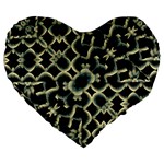 Dark Interlace Motif Mosaic Pattern Large 19  Premium Flano Heart Shape Cushions Front